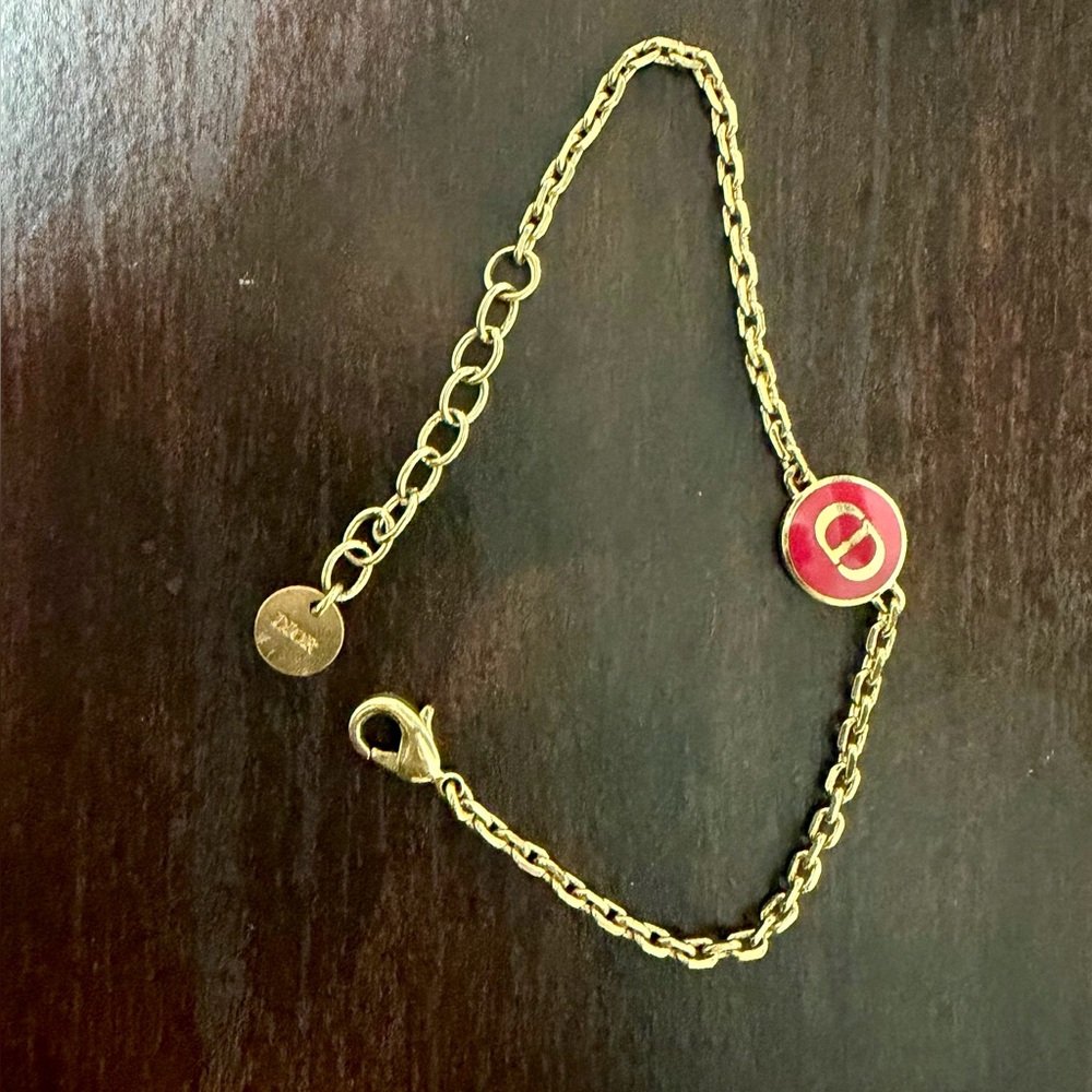 Dior Gold Bracelet with Red Accent